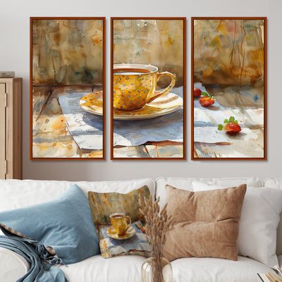 «White Beige Cozy Cup Of Coffee II», ensemble de reproductions d'art mural café