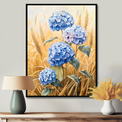 Anneaux hortensias dans la récolte de maïs - art mural hortensias
