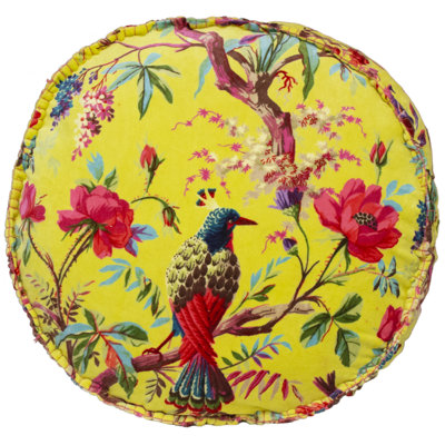 Floral Circular Floor Pillow Cover