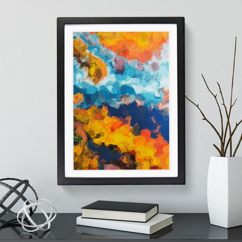 United Forever Abstract - Wall Art, Black Framed Paper, 66cm H x 48cm W, White