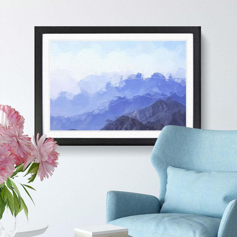 Fog over the Mountain Valleys in Abstract - Picture Frame Graphic Art Print, 27cm H x 36cm W x 2cm D, Black Framed