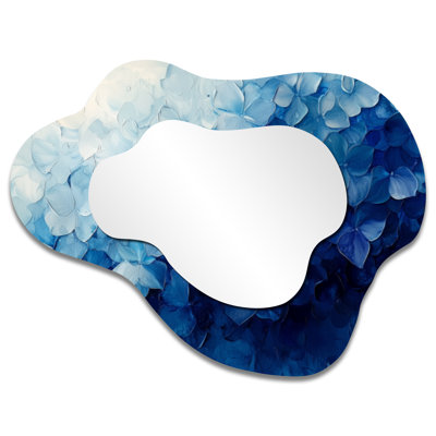 Velvet Hydrangea Lines Of Grace - Hydrangea Irregular Asymmetrical Mirror, Traditional Wall Mirror, Printed on Metal