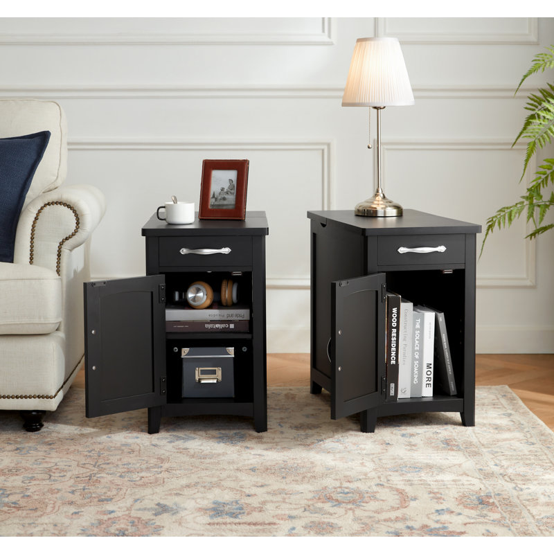 Ensemble de 2 tables de bout et station de charge Callison, Noir