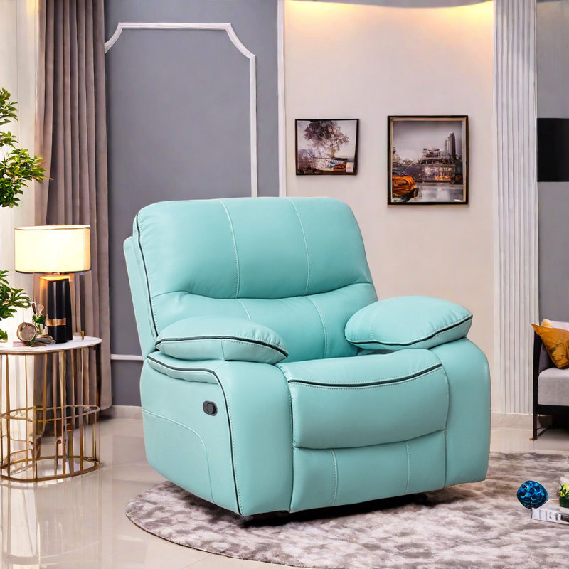 Fauteuil inclinable pivotant en similicuir Tajmir, Bleu
