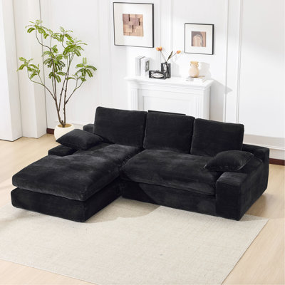 4 - Seat Modular Sectional Living Room , 99*69" Black L Shape Upholstered Couch, Modern Minimalist, No Assembly Required, Comfortable Reversible With Soft Seats In Minimalist Style, And Spring Pack
