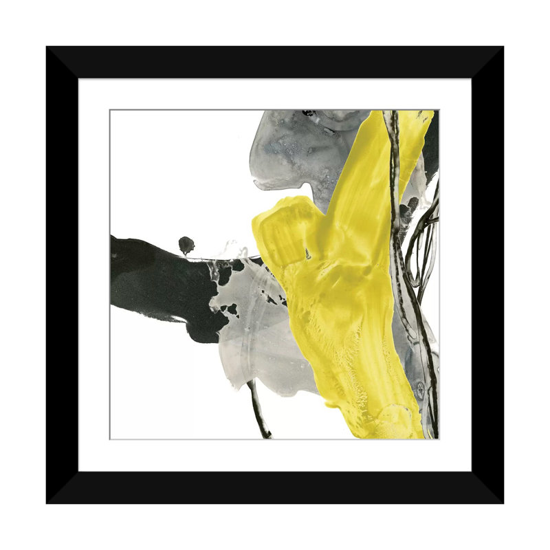 « citron flux ii », reproduction d’impression sur toile, H 24 po x l 24 po x P 1 po, Papier d'art encadré noir, Blanc