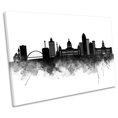 Des Moines Abstract City Skyline - Wrapped Canvas Print