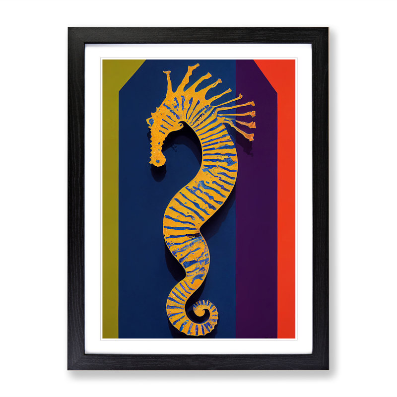 Seahorse - Single Picture Frame Painting, Black Framed, 34cm H x 25cm W x 2cm D