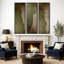 Subtile olive verte abstraite tons de terre triptyque - images très grandes impressions sur toile encadrées 3 pièces-252901044-252901045