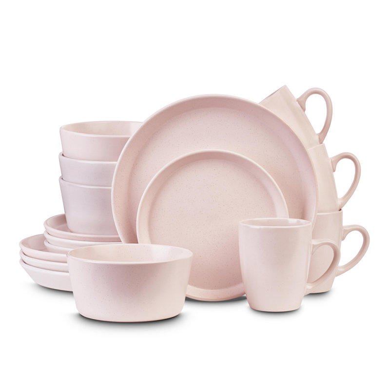 Stone Lain Albie 16-Piece Dinnerware Set Stoneware, Pink
