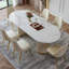 Simple White Rectangular Rock Slab Dining Table-1419775467