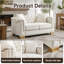 Canapé Chesterfield en velours beige, 2 places, 157 cm (62 pouces), accoudoirs arrondis, orné de clous dorés