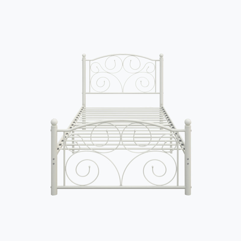 38.64'' Steel Bed Frame with Open Headboard, Twin