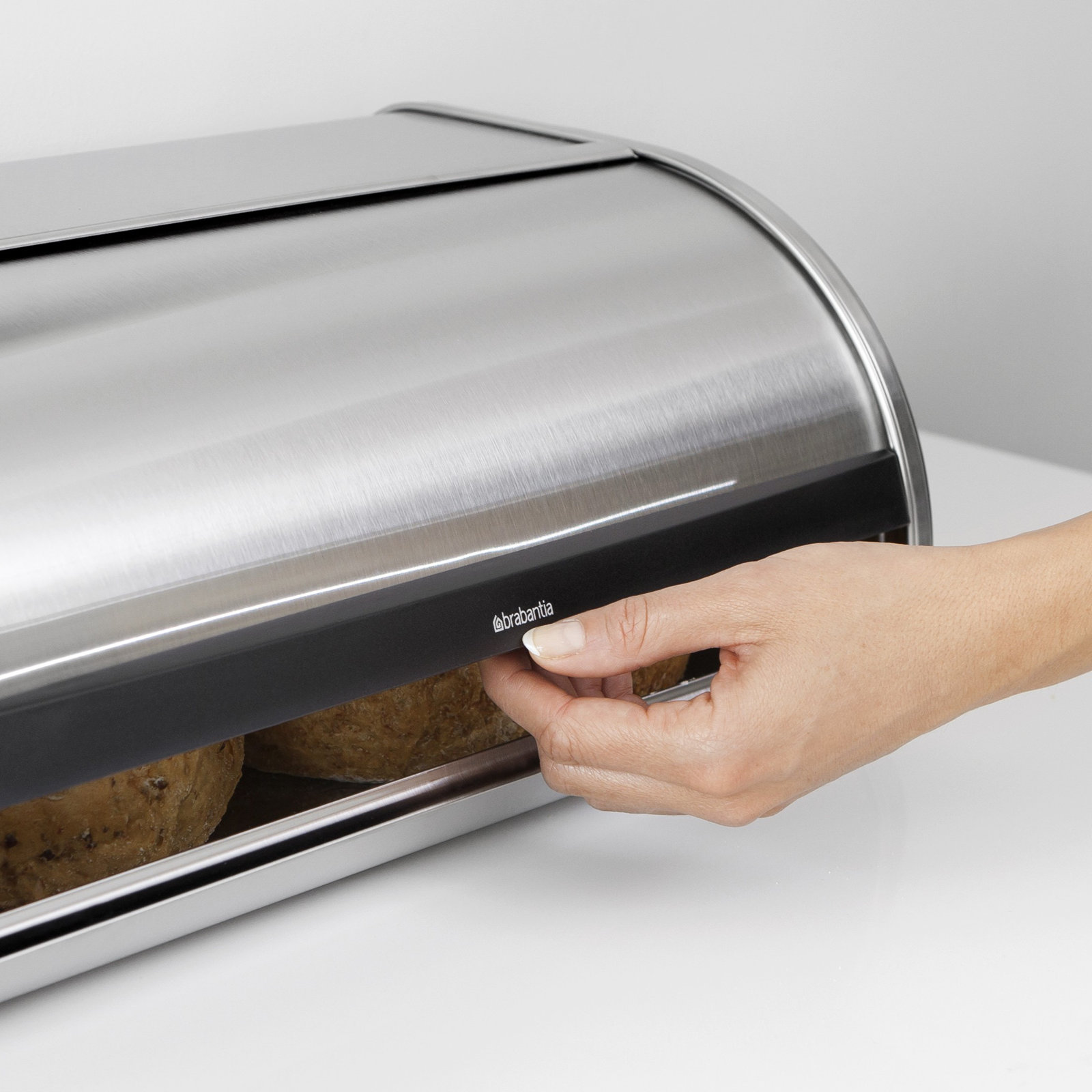 Brabantia Roll Top Bread Box, Matte Steel Fingerprint Proof