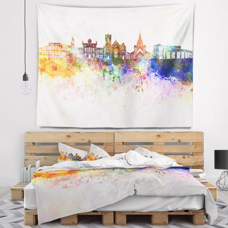 Tapisserie de paysage urbain coloré de la ville de Brampton, H 32 po x l 39 po