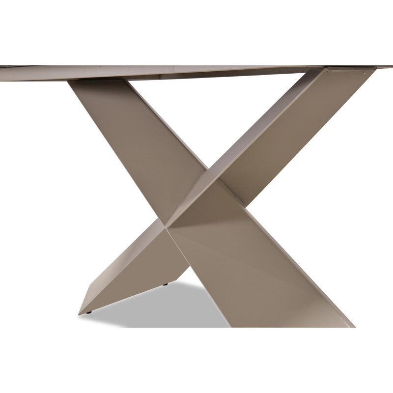 70.6" W Contemporary Dining Table, Brown/White, Brown