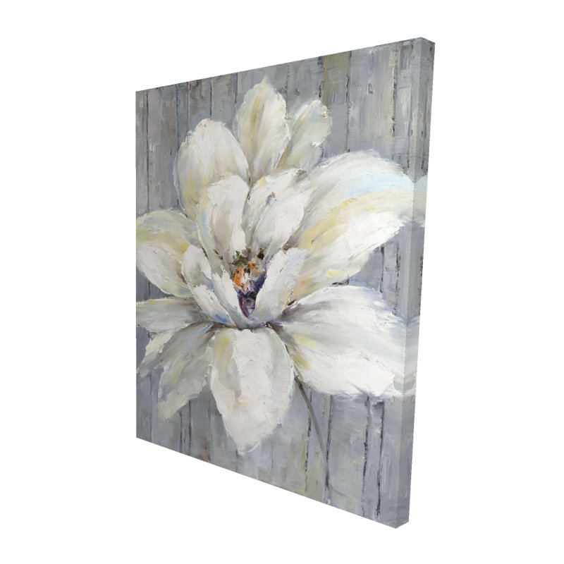 Fleur blanche sur bois - Toile florale pour la décoration intérieure