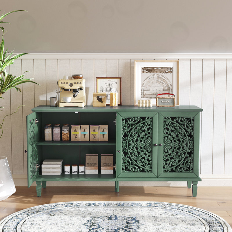 Buffet avec tablettes réglables, Vert antique
