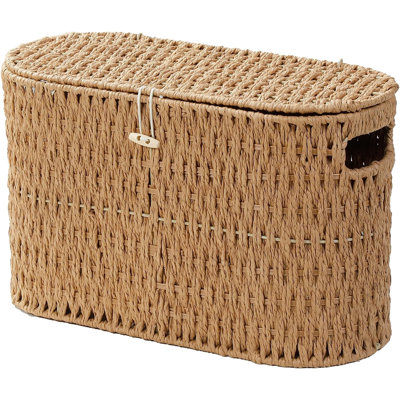 Toilet Paper Basket With Lid,Paper Rope Decor Basket For Bathroom Organizers And Storage,Holds Up To 6 Mega Rolls,Decorative Hand-Woven Bathroom Bedroom Living Room Decor