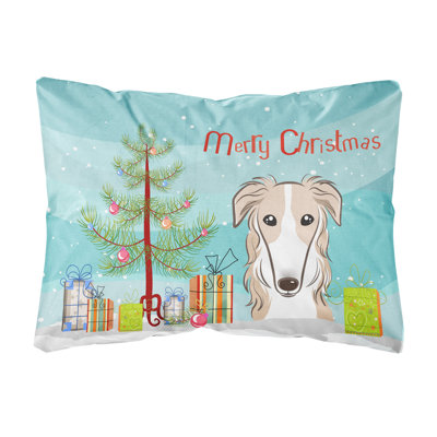  Coussin intérieur / extérieur Christmas Tree and Borzoi