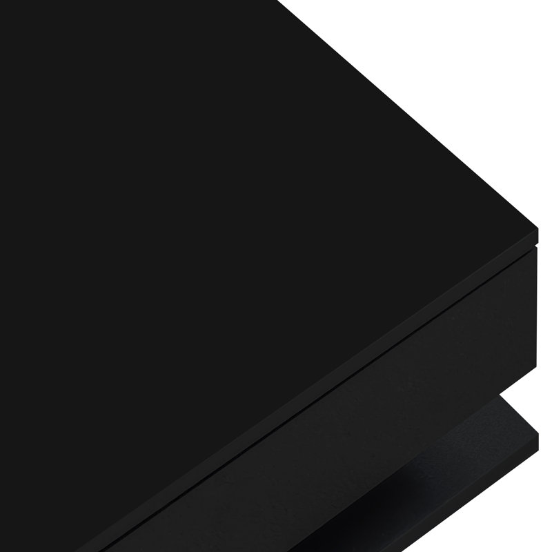 Omer Frame Coffee Table with Storage, Black Top/Black Base