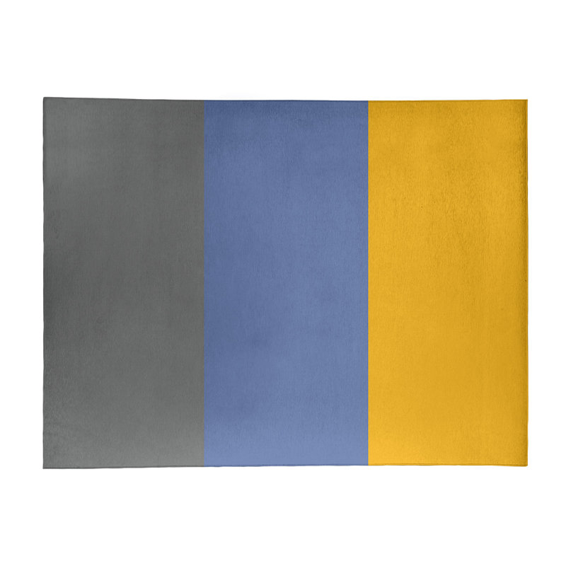 Tapis gris/bleu/jaune rayé, Rectangle 9 pi x 12 pi