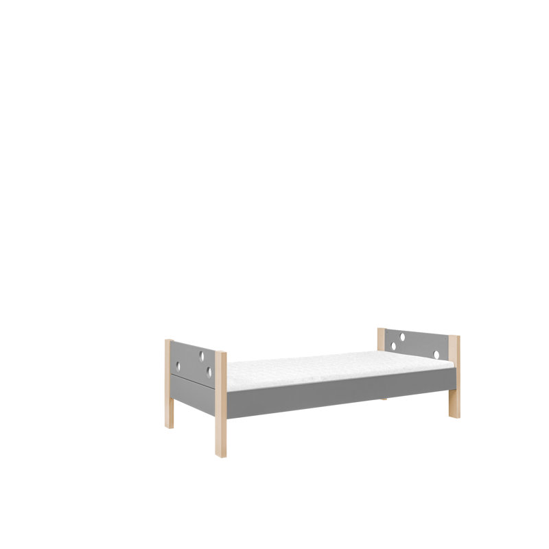 Porter European Single (90 X 190Cm) Solid Wood Bed Shelves Harriet Bee, Grey