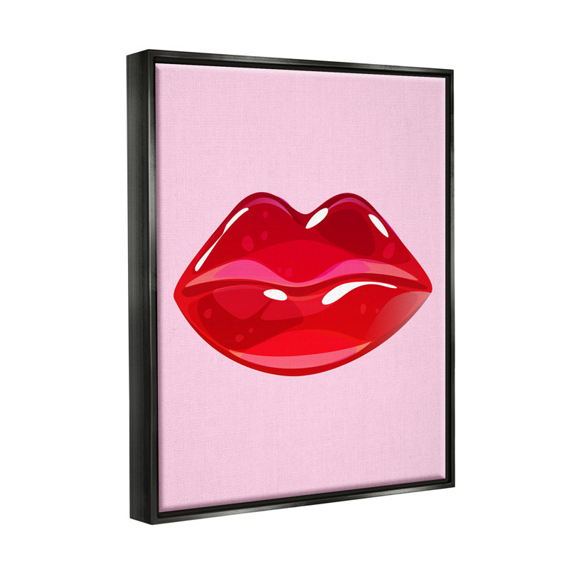 "Rose et rouge bonbon lèvres encadrées sur bois" par Lil 'Rue, impression, Cadre flottant noir de jais