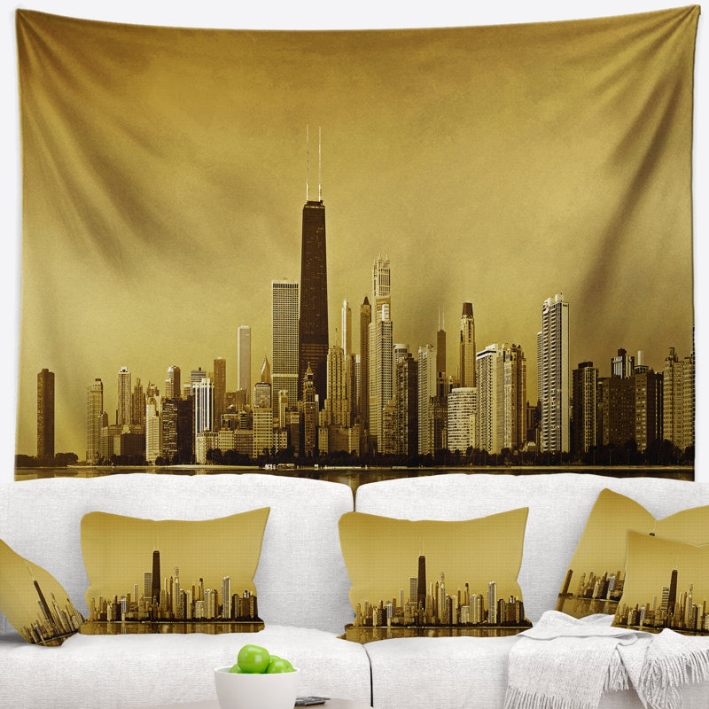 Tapisserie «Cityscape Chicago Gold Coast» avec gratte-ciel, H 50 po x l 60 po