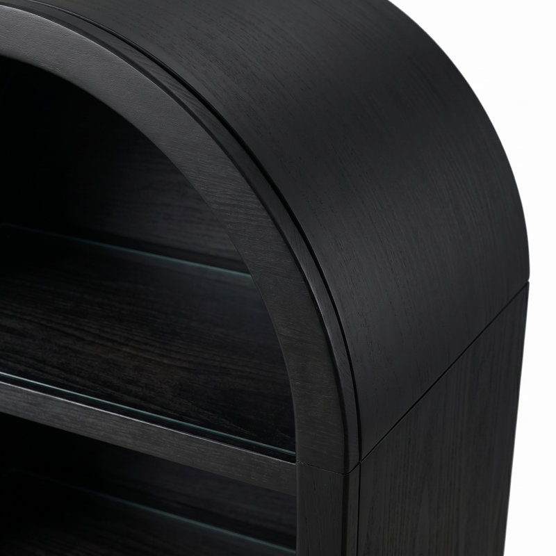 Vitrine en bois massif de 75 pouces, vitrine en pin brésilien noir pour le rangement du salon ou de la salle à manger