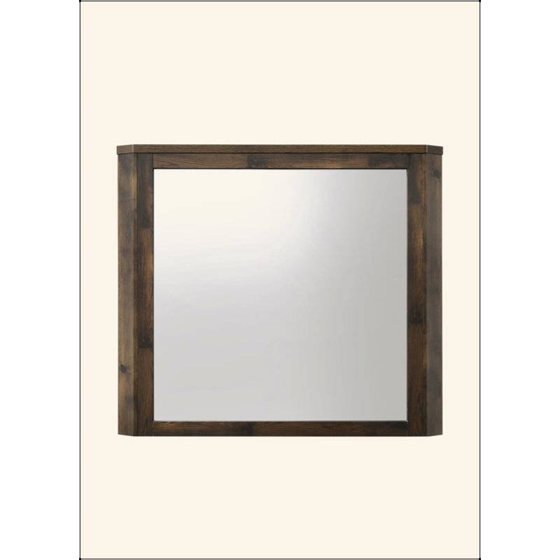 Rustic Walnut Finish Mirror