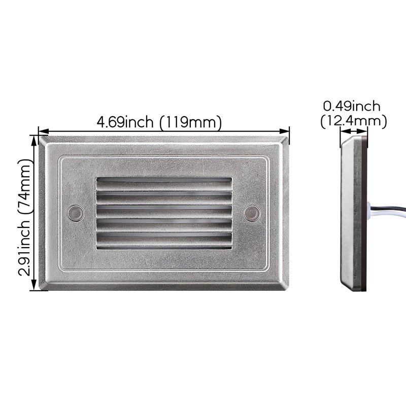 LED Hardwired Step Light Surface Mounted Low Voltage 3000K Warm White Waterproof Aluminum, Stainless Steel