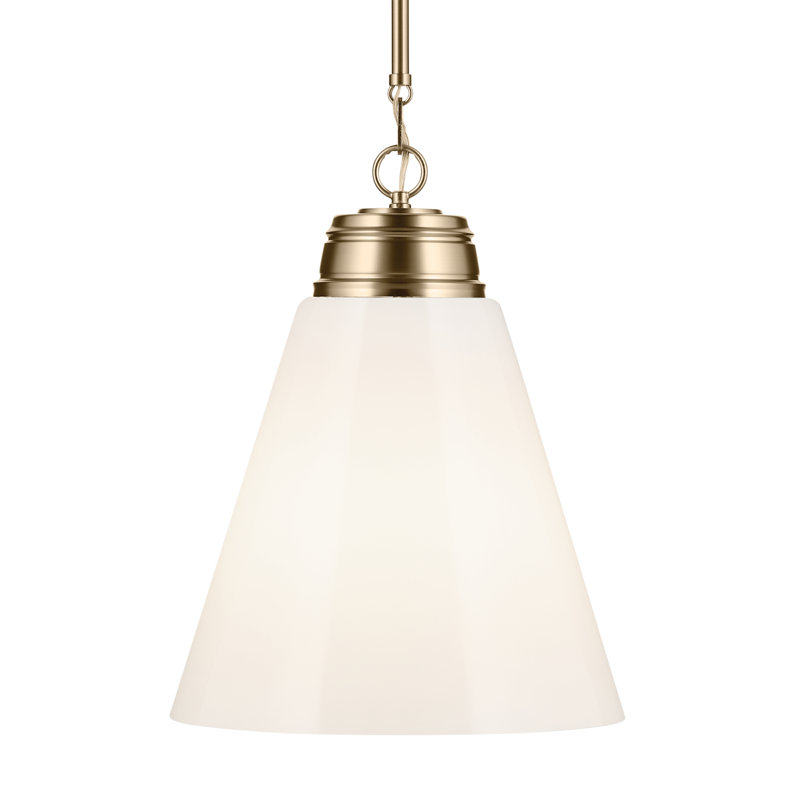 Champagne Bronze Medium Pendant with Opal Glass Shade