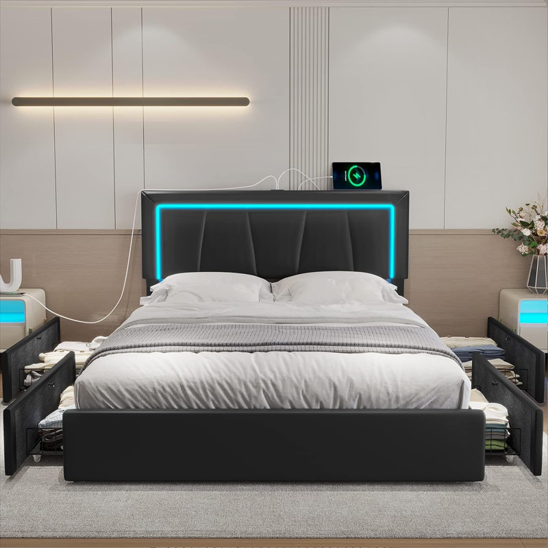 Blome Standard Bed, FULL: 40.." H X 57.1" W X 75.2" D, Black