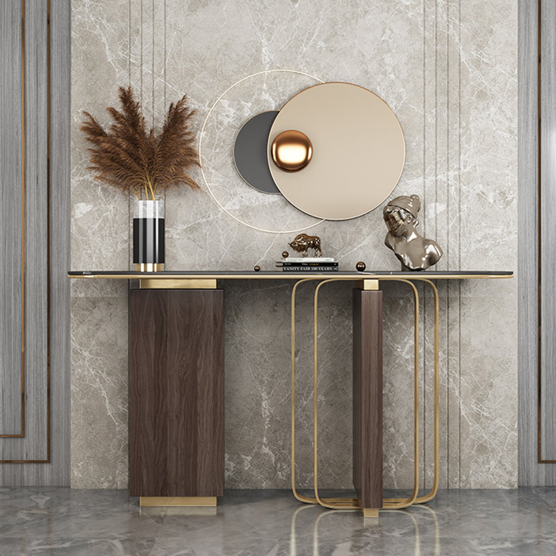Console Modern Luxury, H 33,4 po x l 62,9 po x P 13,7 po, Noir / brun