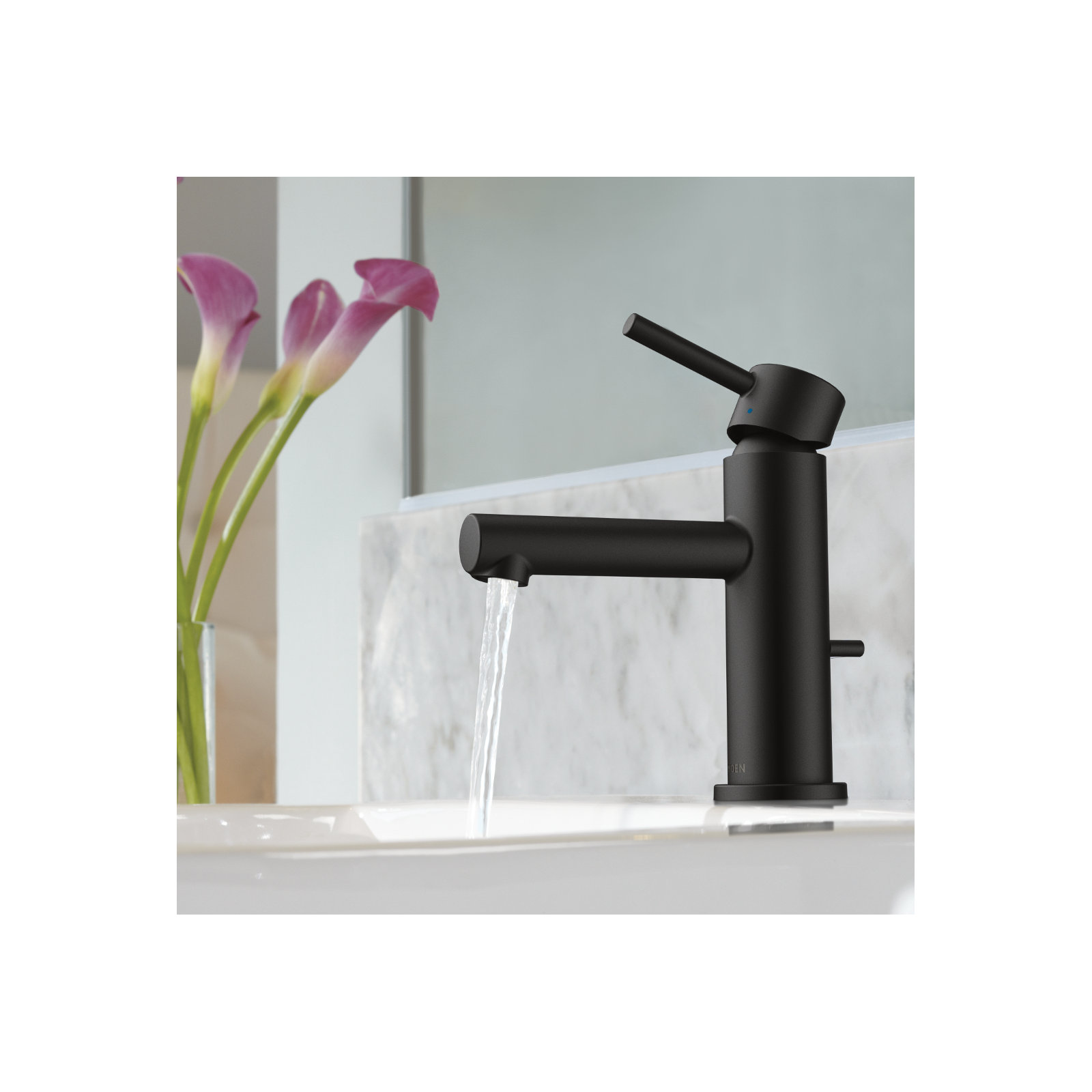 Align Single Hole Bathroom Faucet with Drain Assembly, Matte Black