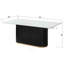 Élégante table de salle à manger rectangulaire en faux marbre avec base en métal noir Wave et garniture dorée, pour 4 à 6 personnes