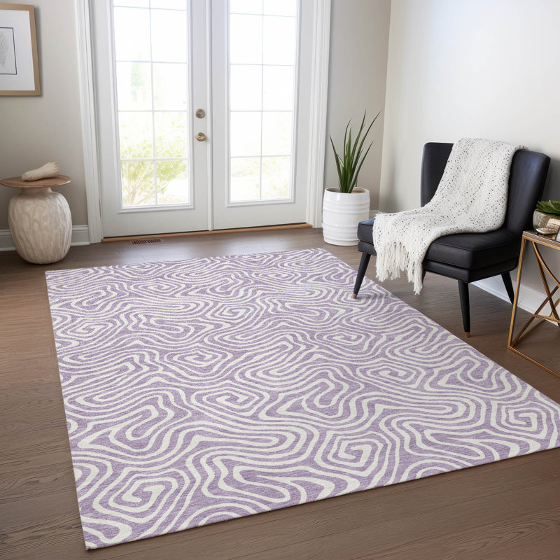 Raya Purple Washable Indoor-Outdoor Rug - , 3' x 5'