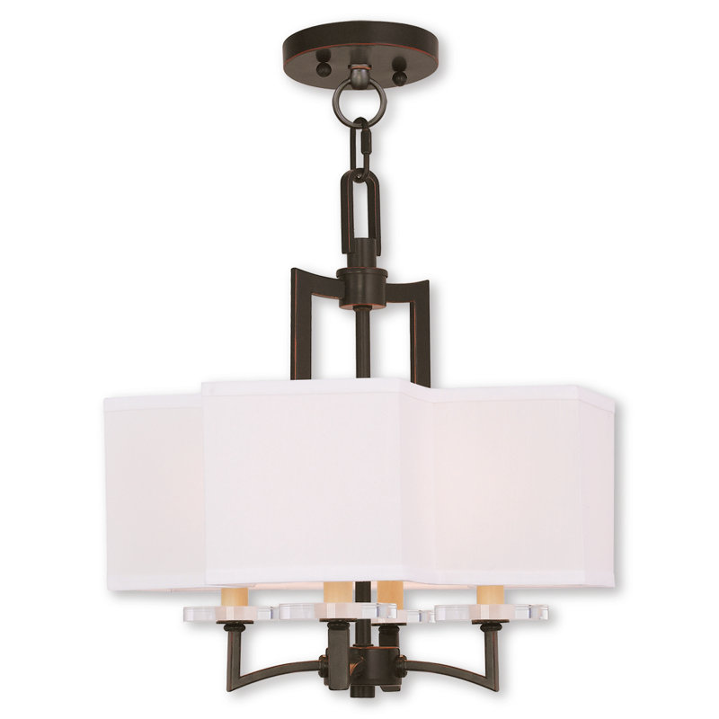 Lustre géométrique à 4 lumières Amenia, Bronze vieilli