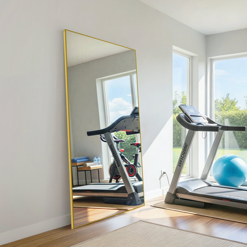 Miroir surdimensionné sur toute la longueur avec cadre en aluminium de qualité aérospatiale et verre nano - chambre à coucher, salle de bain, salle de sport