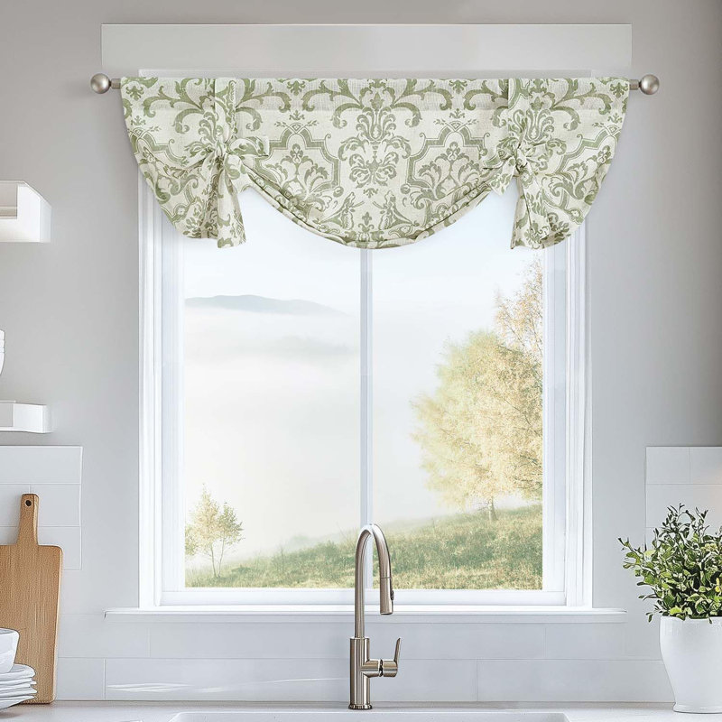 Abat-jour floral en lin avec attaches Valancel, L 42 po x L 24 po, Vert