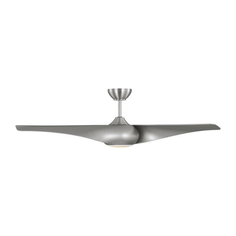 Visual Comfort Fan Topan Smart 52 LED Indoor Ceiling Fan with Threaded Downrod, Silver ABS blades and Handheld Remote, Silver