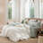 MooMee Striped Sheet Set 100% Washed Cotton Linen Like Textured Breathable Lightweight-121119068-118739905