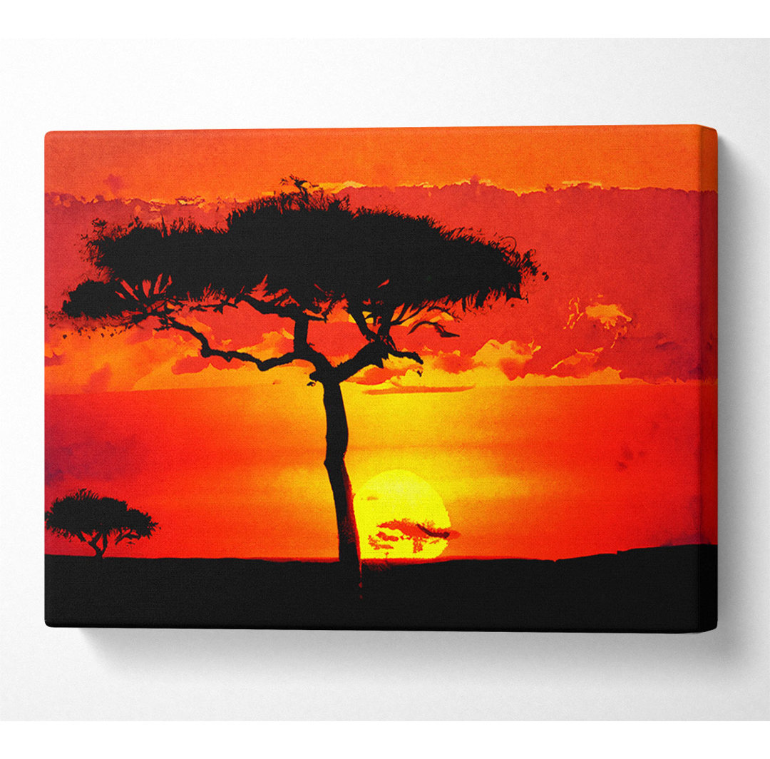 Afrikanischer Baum in leuchtendem Orange - Kunstdrucke auf Leinwand