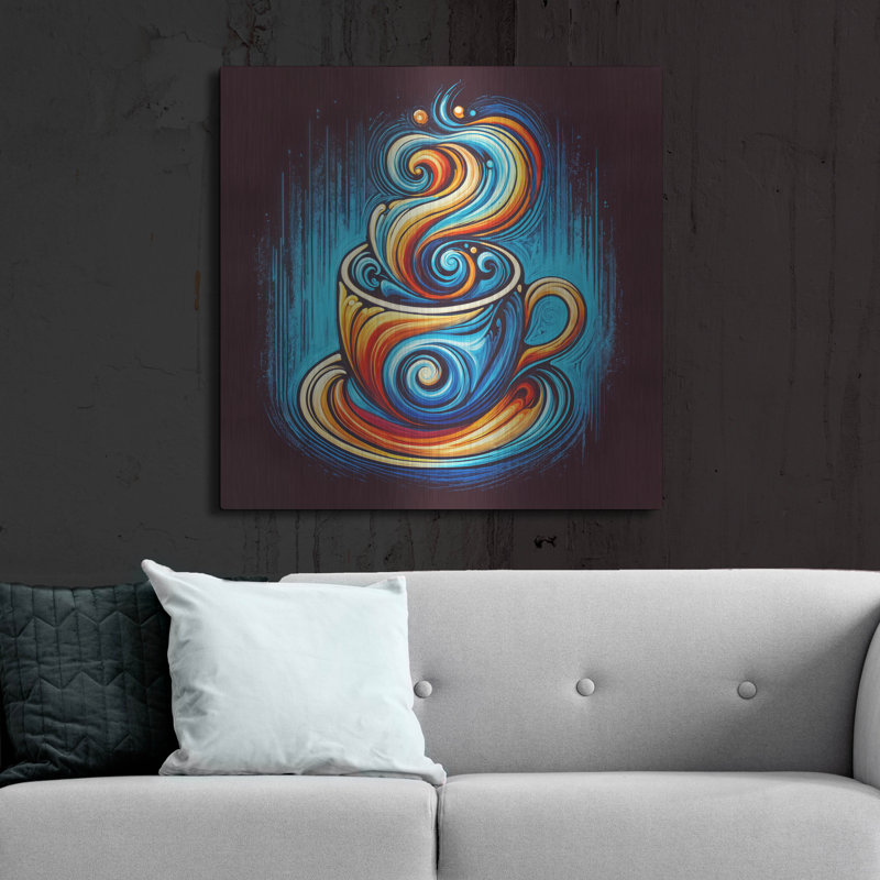  «Coffee Cup Abstract» par Rey Klimt, art mural en métal, 36 po x 36 po, H 36 po x l 36 po