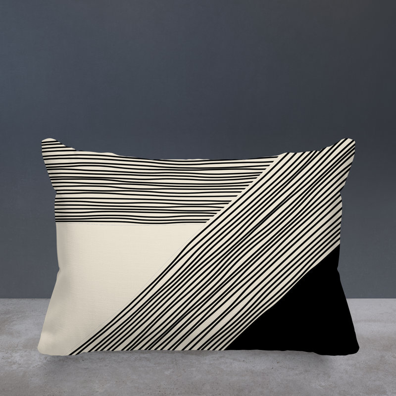 Coussin Cassie, H 18 po x l 25 po, Crème / Noir