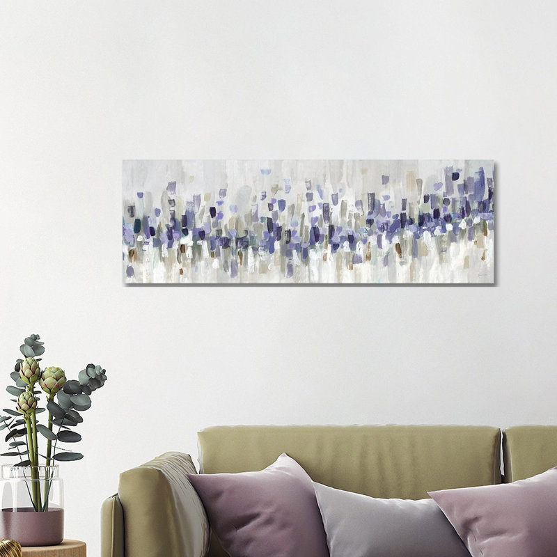 «Blue Staccato - Blue» par Katrina Craven, Toile tendue, H 12 po x l 36 po
