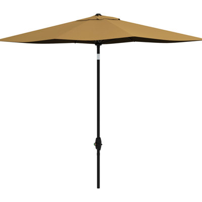 6.5' X 10' Rectangular Patio Sunshade Umbrella, Outdoor Table Cover With Crank, Tilt, Coffee, 50+ Protection Large Shade Tilt Button, Resistance