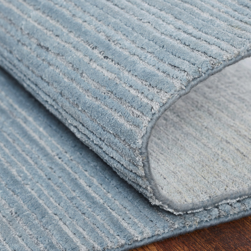 Naschmark Hand Loomed Striped Area Rug in Blue, Rectangle 2' x 3'