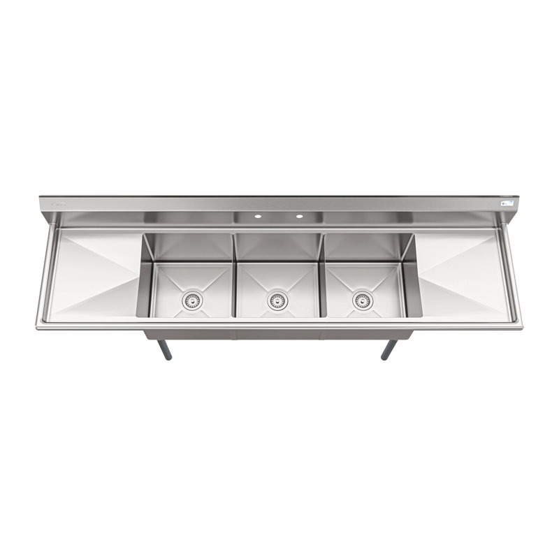90'' Stainless Steel Triple Bowl Commercial Kitchen Sink